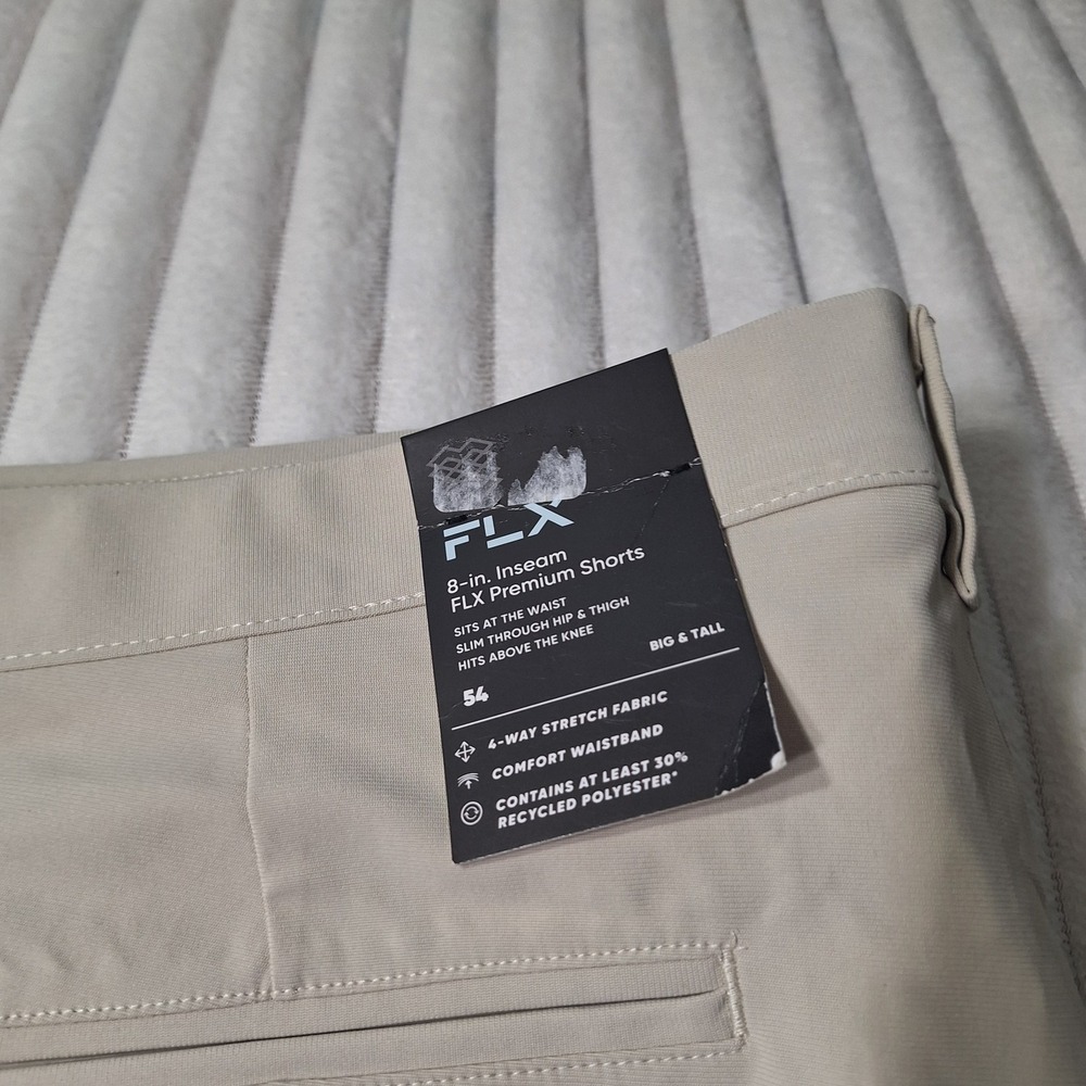 FLX Performance Premium 4 Way Stretch‎ Shorts Mens 54 TALL Beige Golf Microfiber - Picture 2 of 8